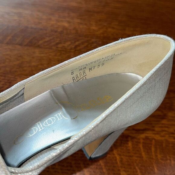 Vintage 60’s 70’s Metallic Silver Platform Heels Size 8 - Picture 14 of 16
